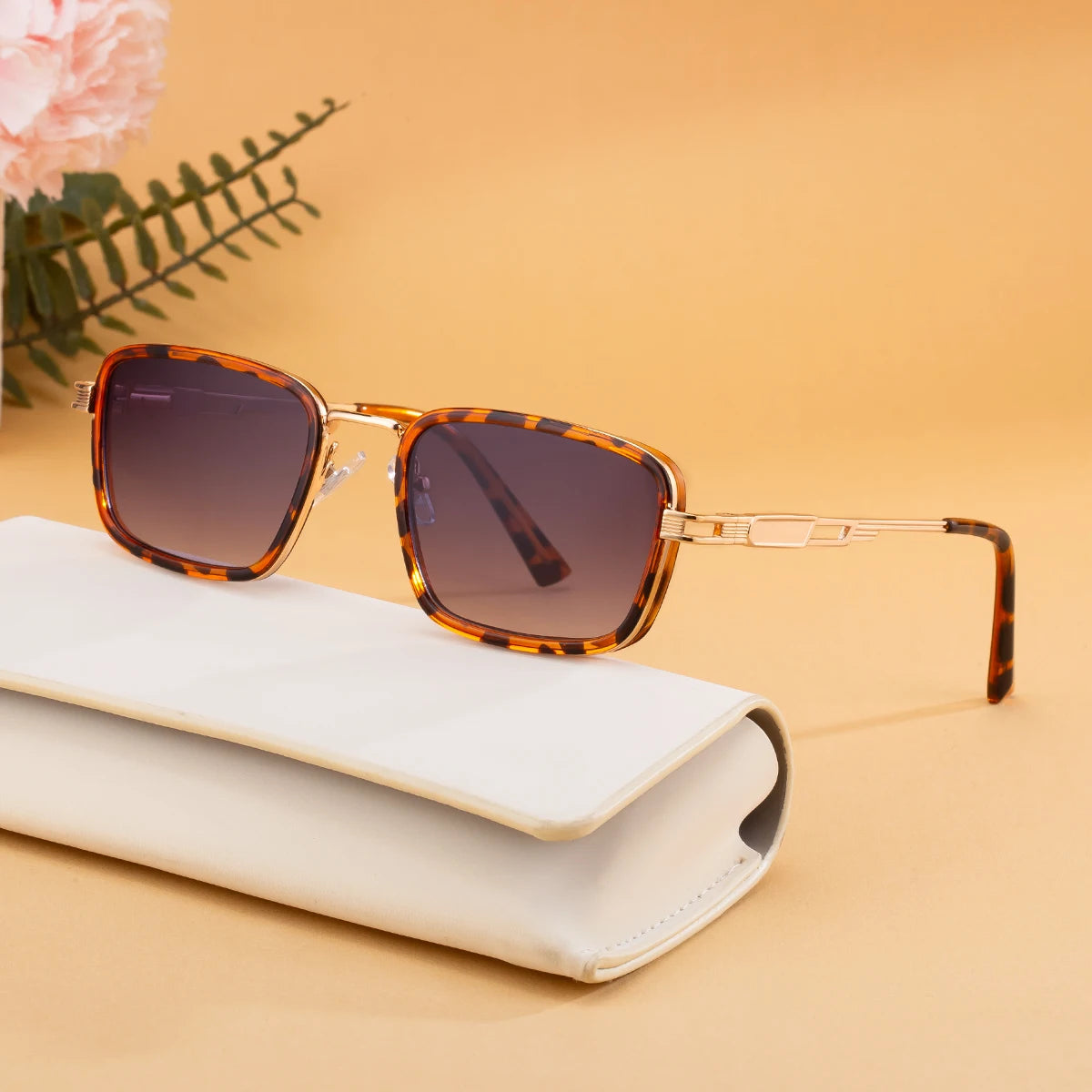 Designer Rectangle Spring Hinge UV400 Protection Sunglasses for Men