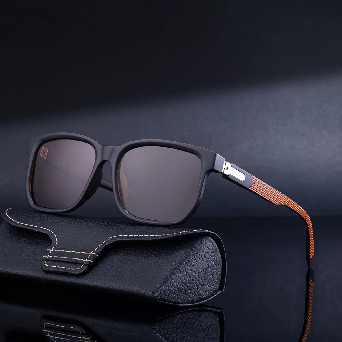 Fashion Square Double-Action Spring Hinge Polarized UV400 Sunglasses for Men