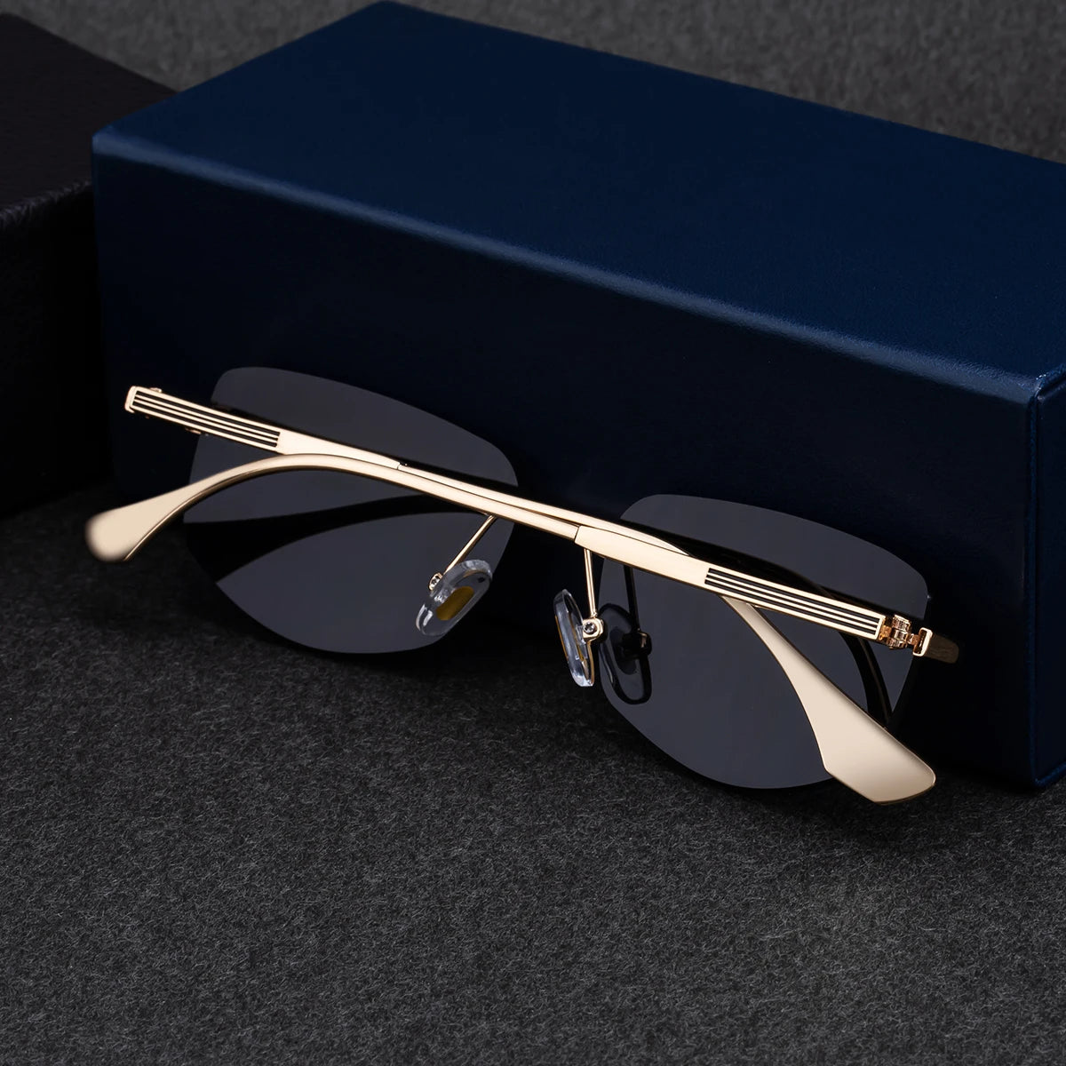 Designer Rimless Rectangle UV400 Protection Sunglasses for Men 