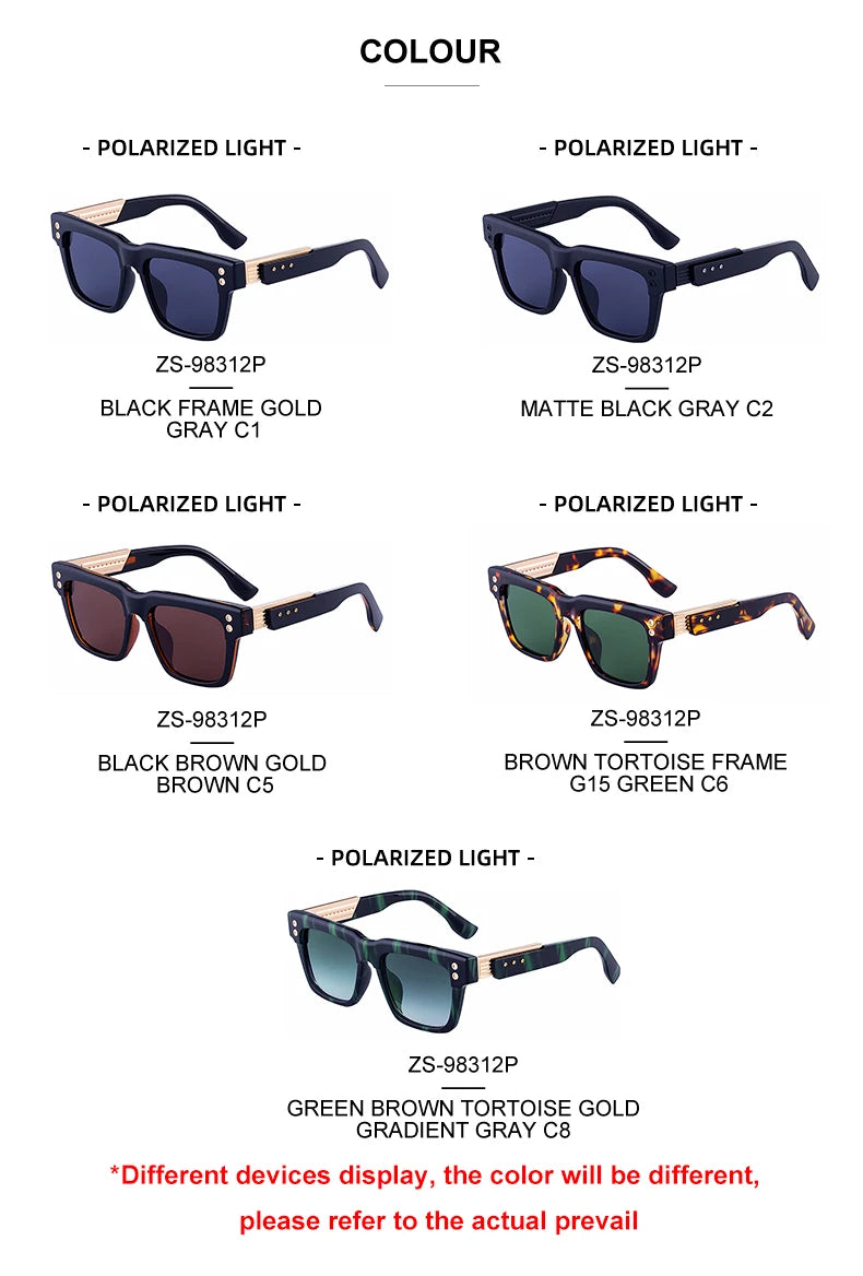 Designer Polarized Square UV400 Sunglasses for Men & Women