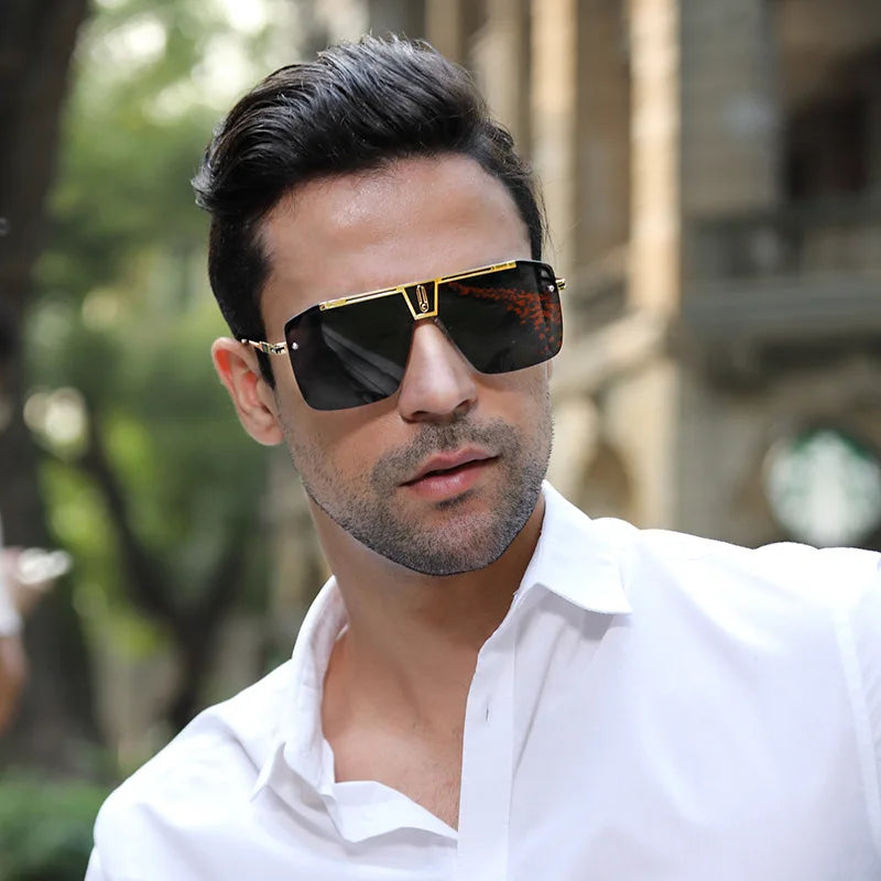  Designer Semi Rimless UV400 Protection Sunglasses for Men