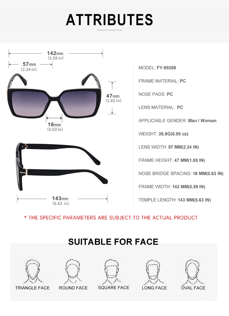  Designer Personality Square UV400 Sunglasses for Women & Men