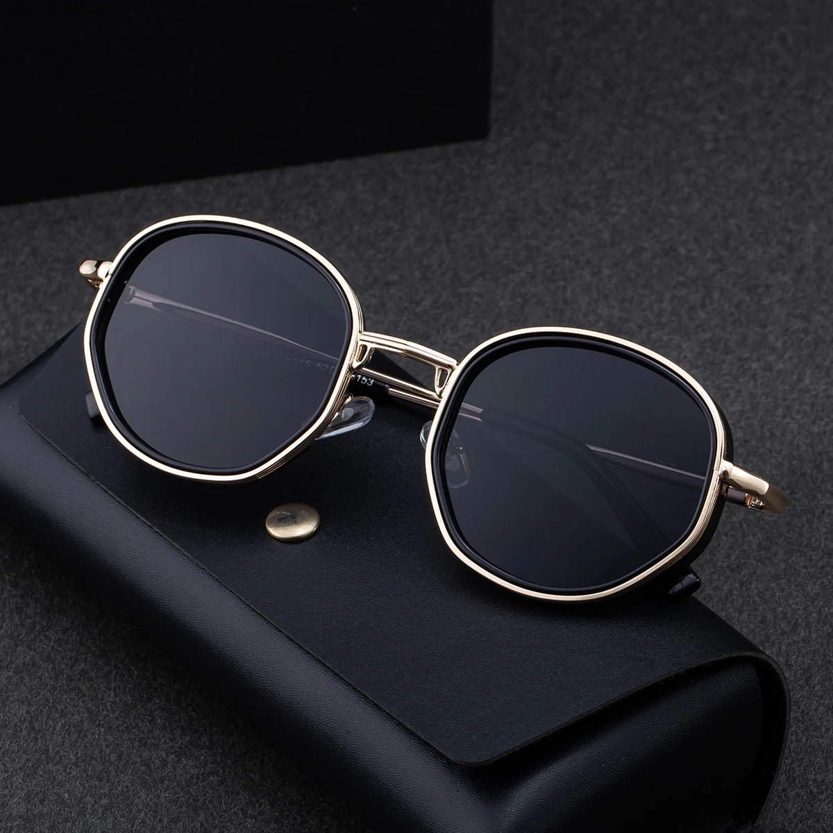 Retro Designer Polygonal Round Metal Punk Style UV400 Protection Sunglasses for Men