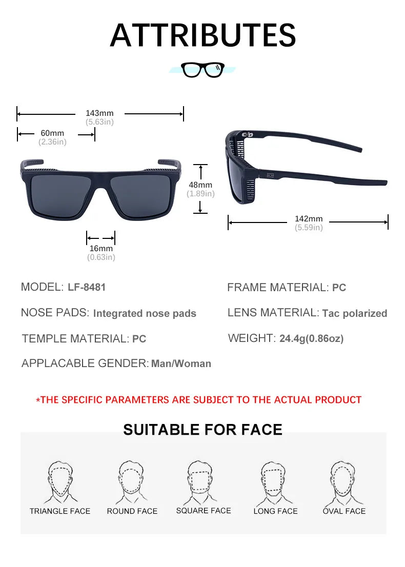  Fashion Designer Square Punk Style Polarized Driving UV400 Sunglasses for Men