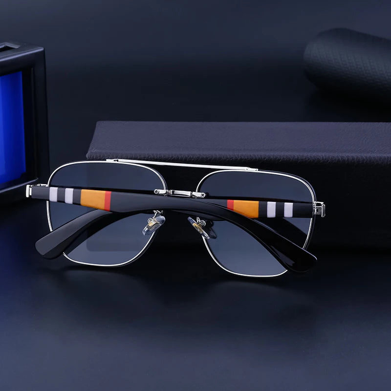 Designer Square Metal Frame Double Bridge UV400 Sunglasses for Women & Men