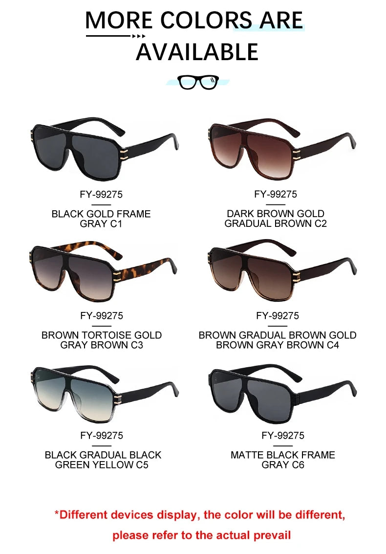 Designer One Piece Lens Square Frame UV400 Sunglasses for Women