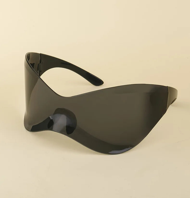 Y2K Street Style Oversized One Piece Lens Irregular Rimless Sunglasses for Women & Men