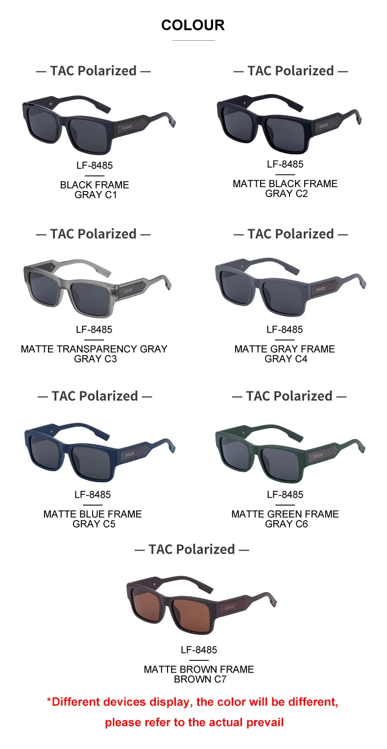  Fashion Trendy Square Frame TAC Lens Polarized Driving UV400 Sunglasses for Men