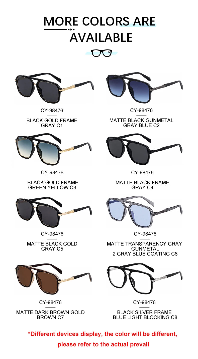 Designer Square Double Bridge UV400 Protection Sunglasses for Men