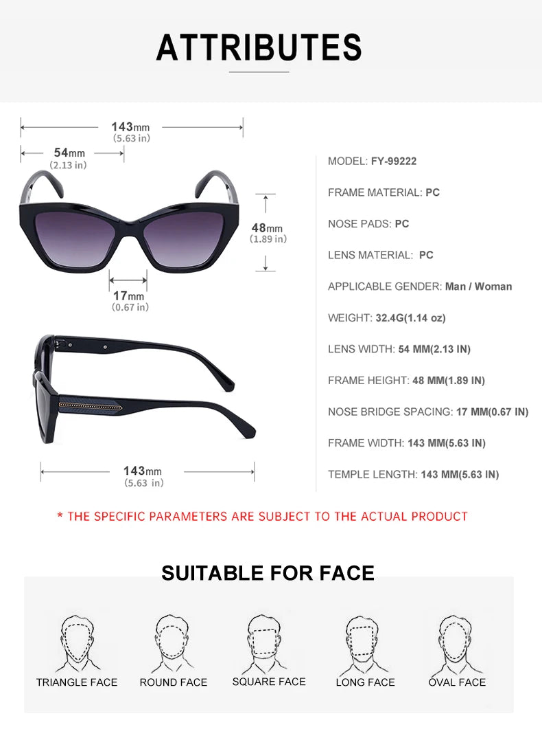 Designer Personality Cat Eye UV400 Protection Sunglasses for Women
