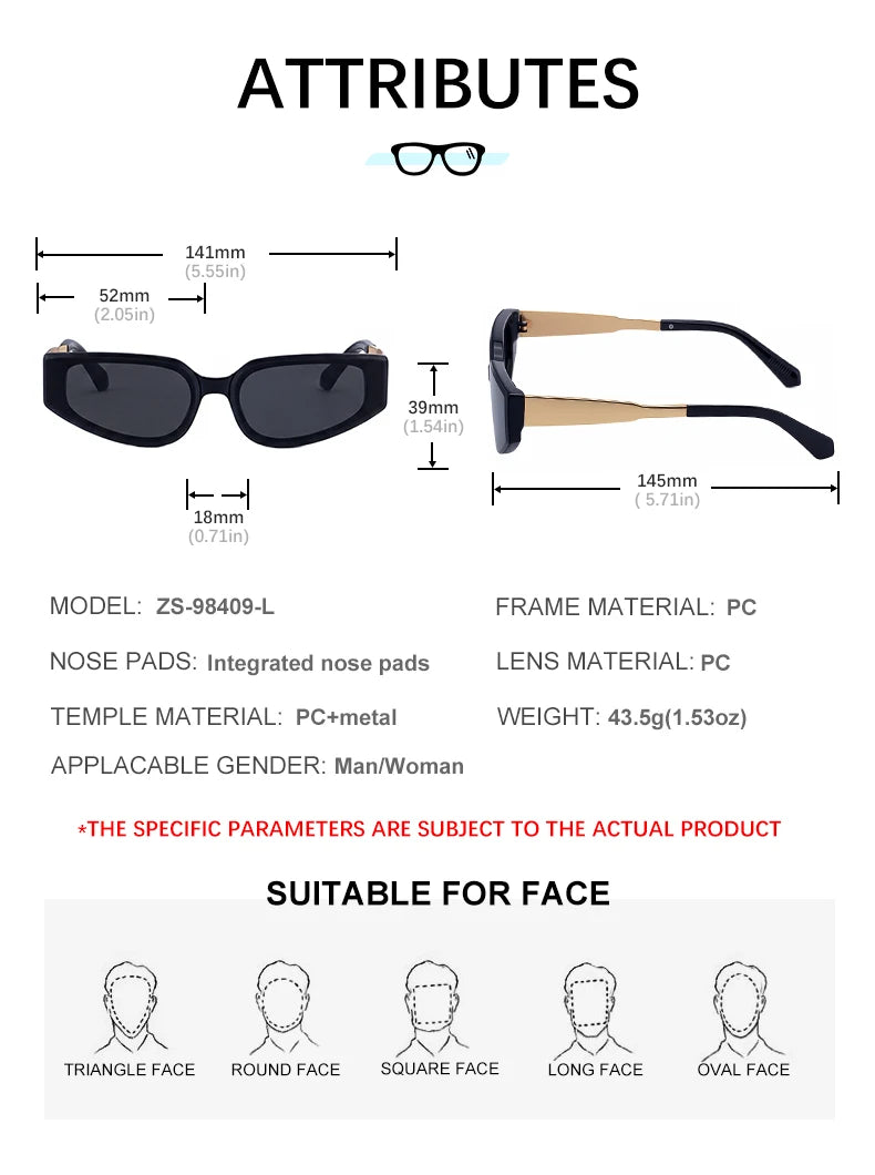 Designer Rectangle PC Frame UV400 Protection Sunglasses for Women