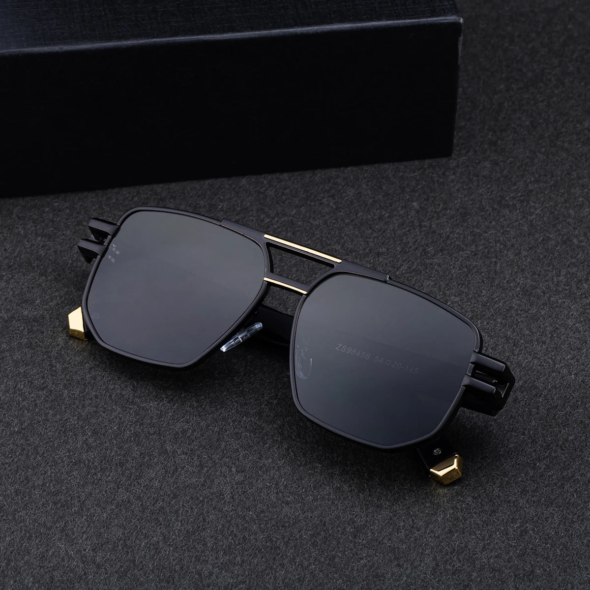 Designer Square Metal Frame Double Bridge UV400 Protection Sunglasses for Men