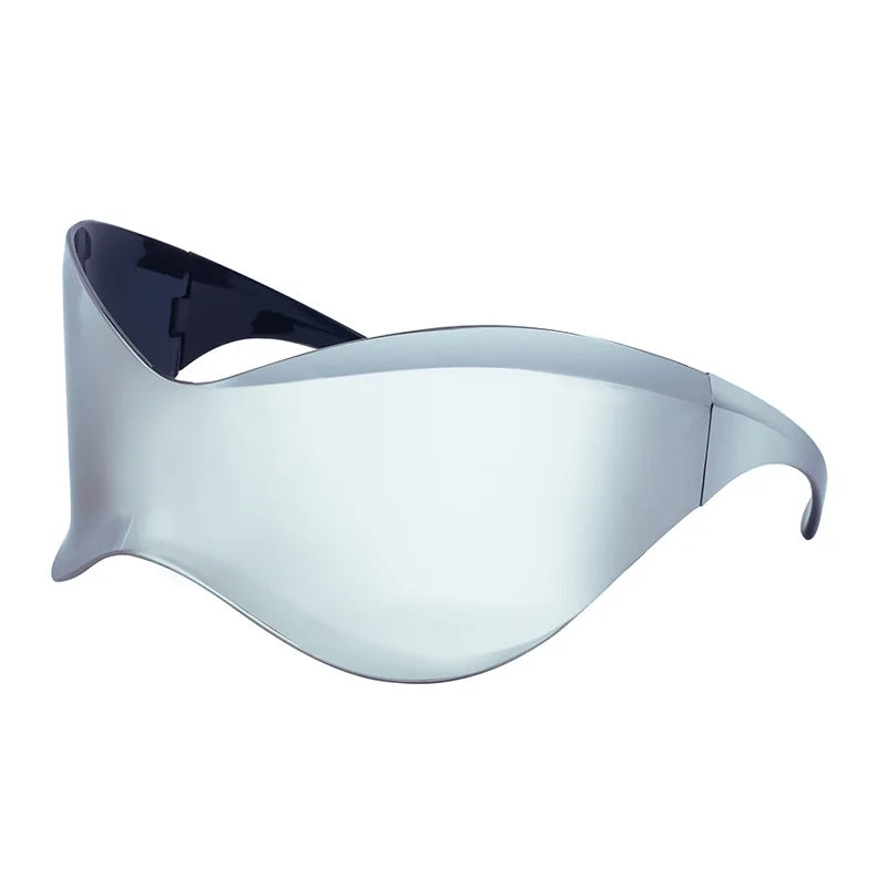 Y2K Street Style Oversized One Piece Lens Irregular Rimless Sunglasses for Women & Men