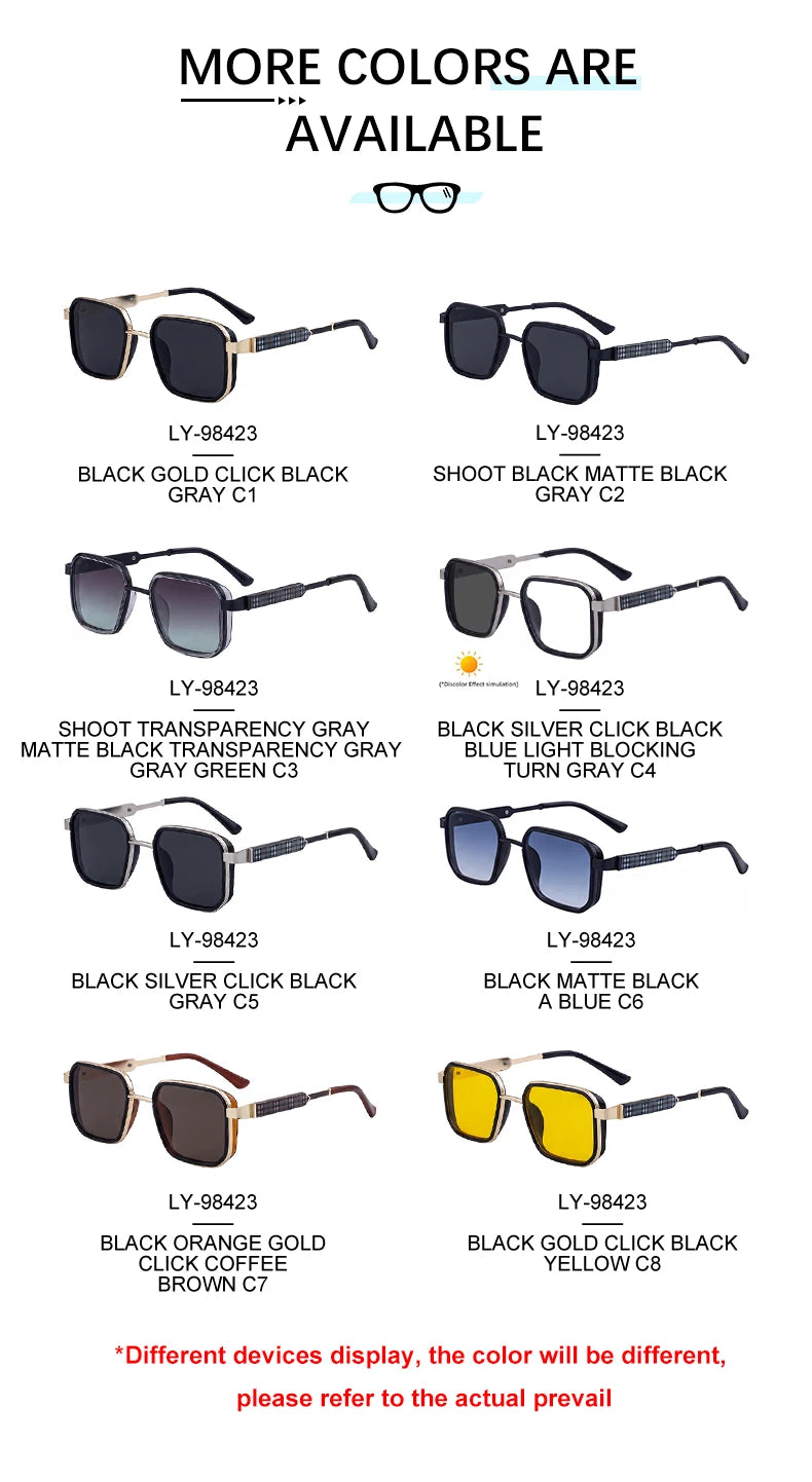 Designer Metal Square Frame UV400 Protection Sunglasses for Men 