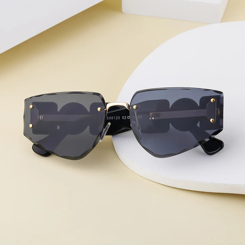 Designer Rimless Diamond Cut Lens UV400 Sunglasses for Women 