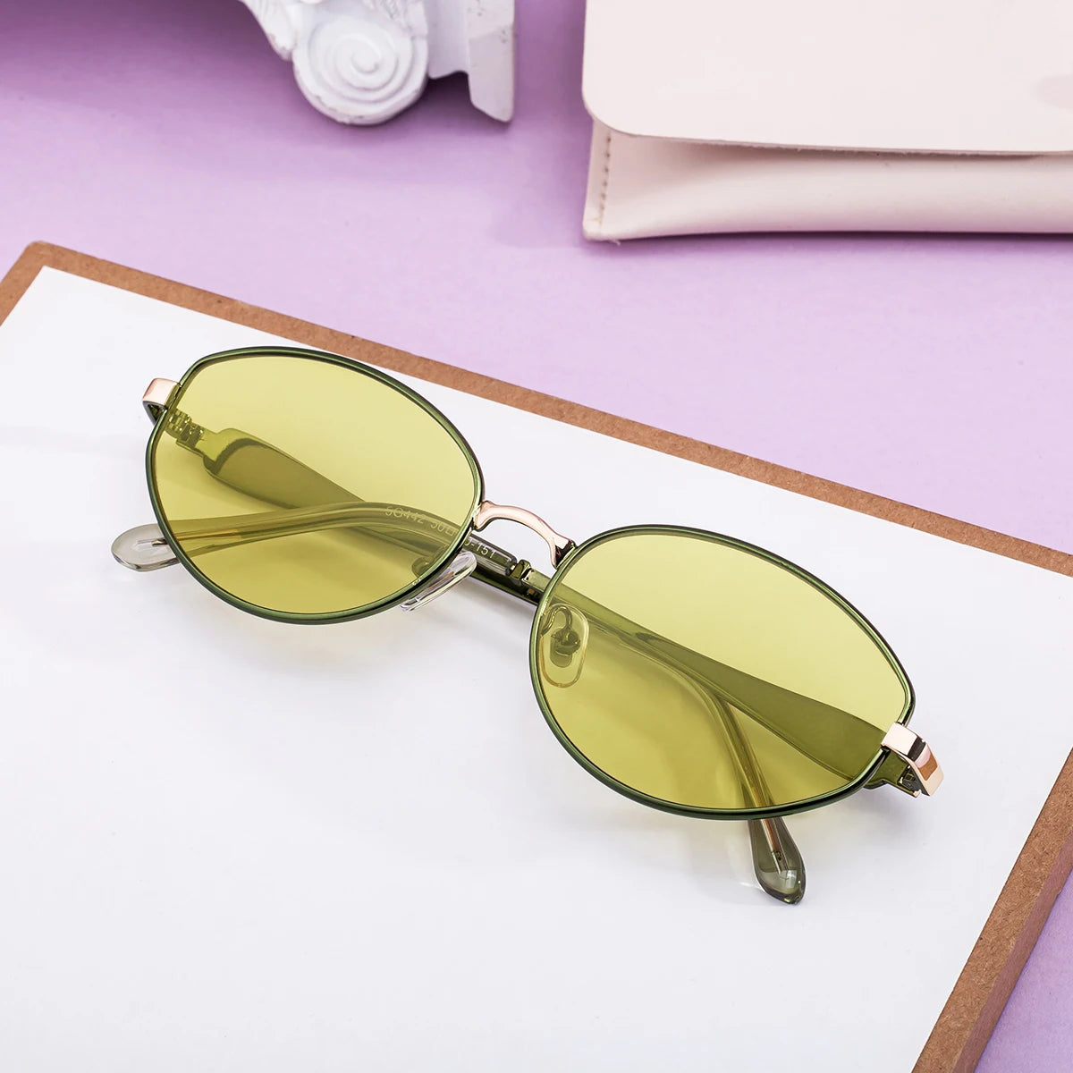  Designer Oval Metal Frame UV400 Sunglasses for Women 