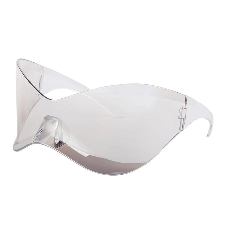 Y2K Street Style Oversized One Piece Lens Irregular Rimless Sunglasses for Women & Men