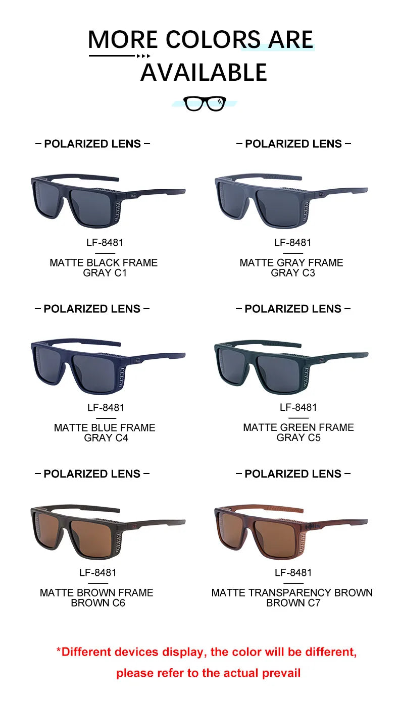  Fashion Designer Square Punk Style Polarized Driving UV400 Sunglasses for Men