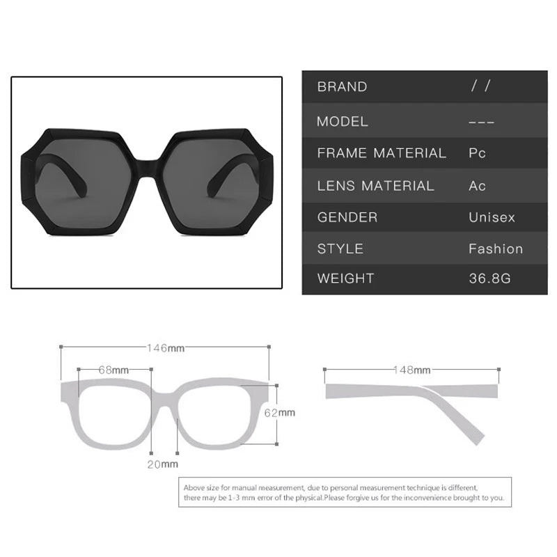 Elevate Your Style with Unique Polygonal Square Sunglasses - Trendy Gradient Lenses for the Modern Woman