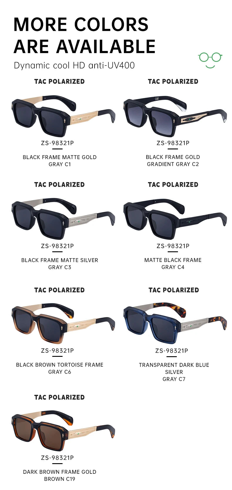 Designer Square Polarized UV400 Protection Sunglasses for Men