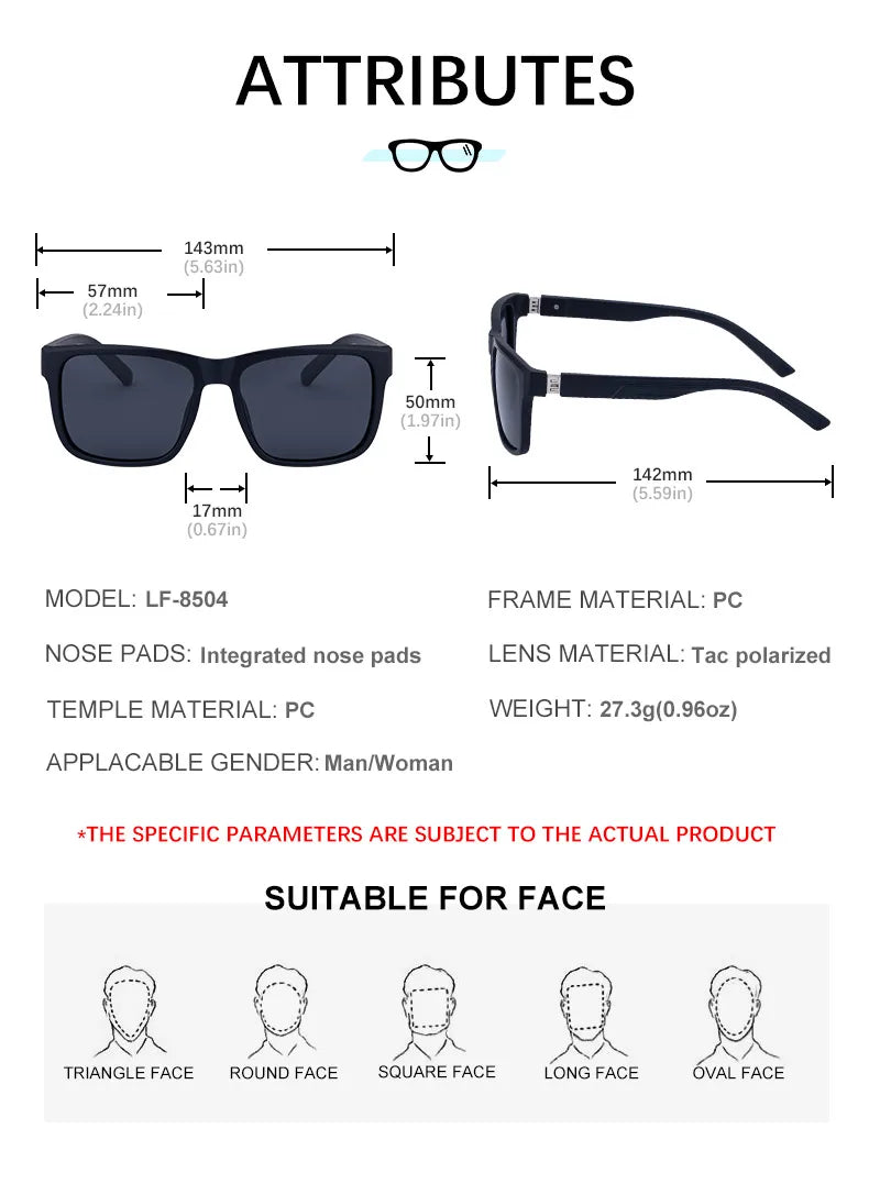 Personality Square Polarized Driving Double-Action Spring Hinge UV400 Sunglasses for Men