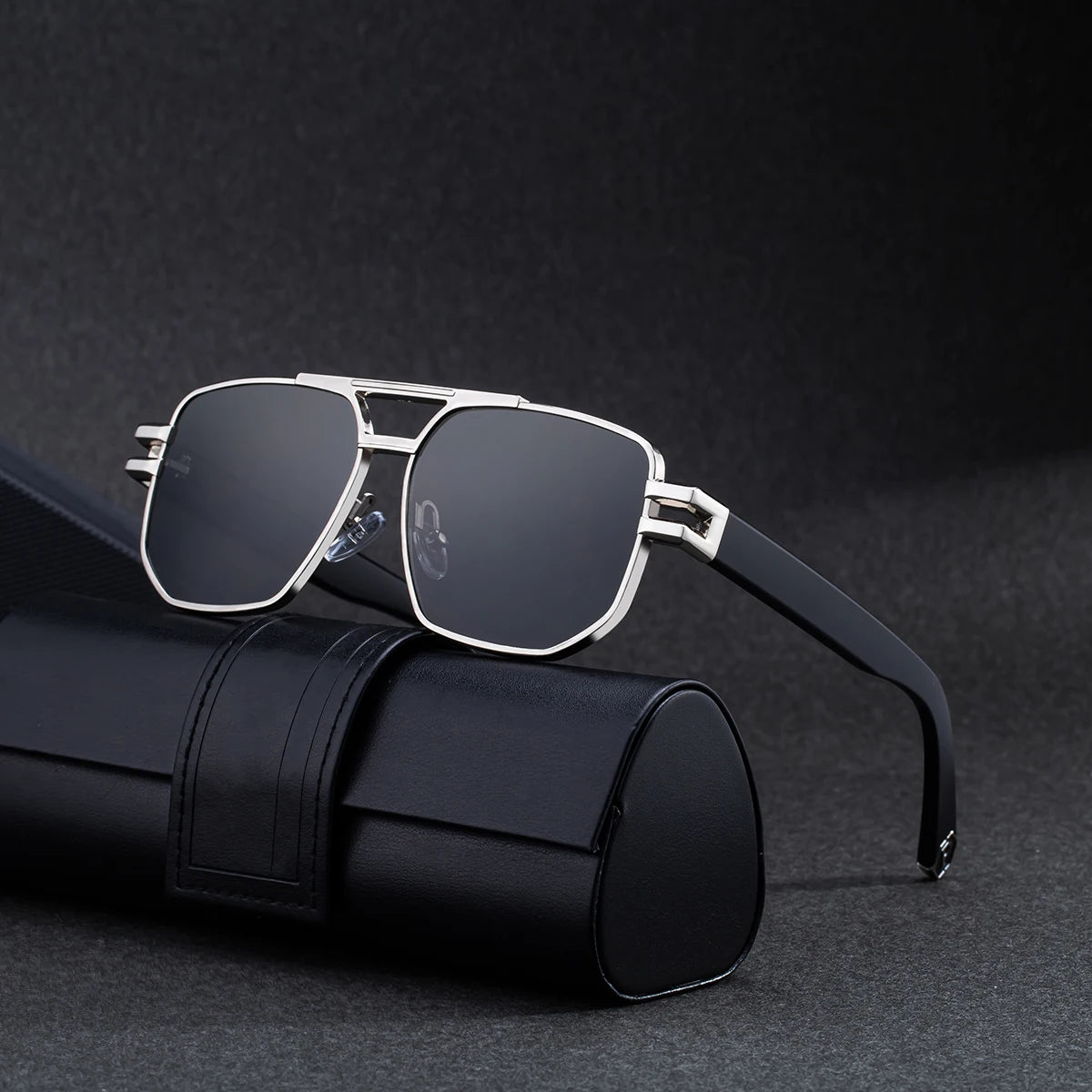 Designer Square Metal Frame Double Bridge UV400 Protection Sunglasses for Men