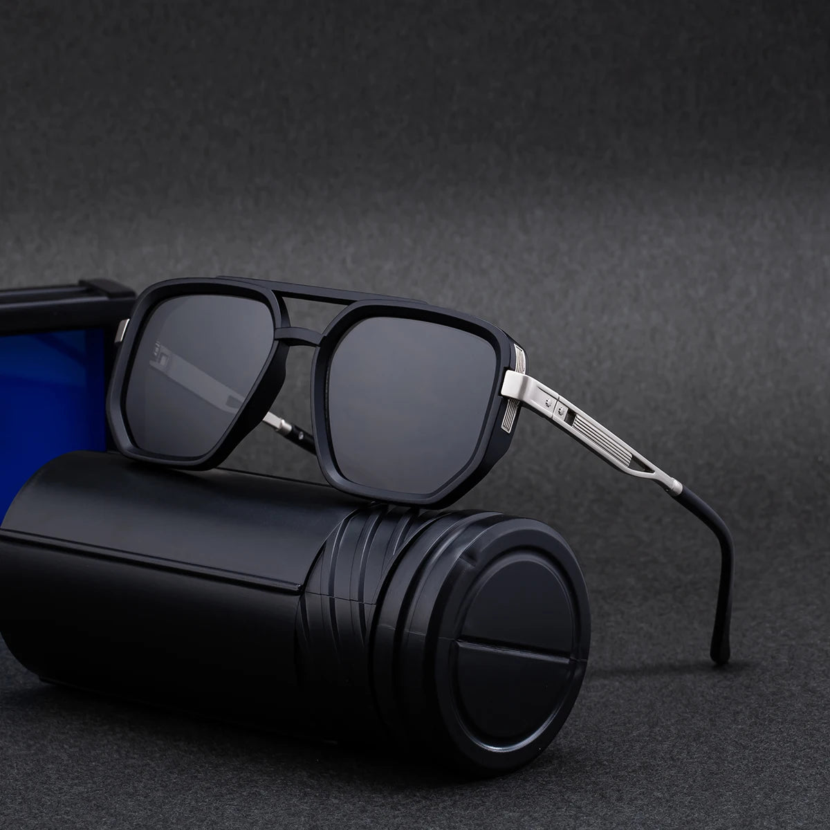  Designer Square Double Bridge PC Frame UV400 Sunglasses for Men
