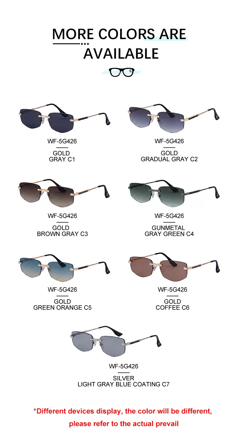 Designer Rectangle Rimless UV400 Protection Sunglasses for Men