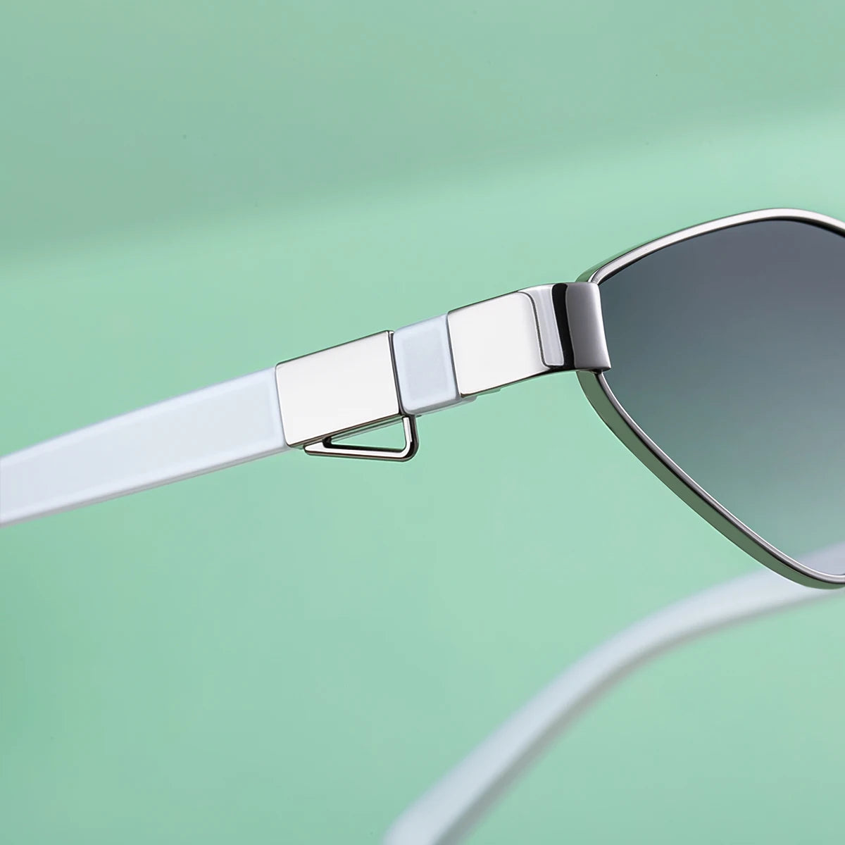 Designer Polygonal Metal with Chain UV400 Sunglasses for Women