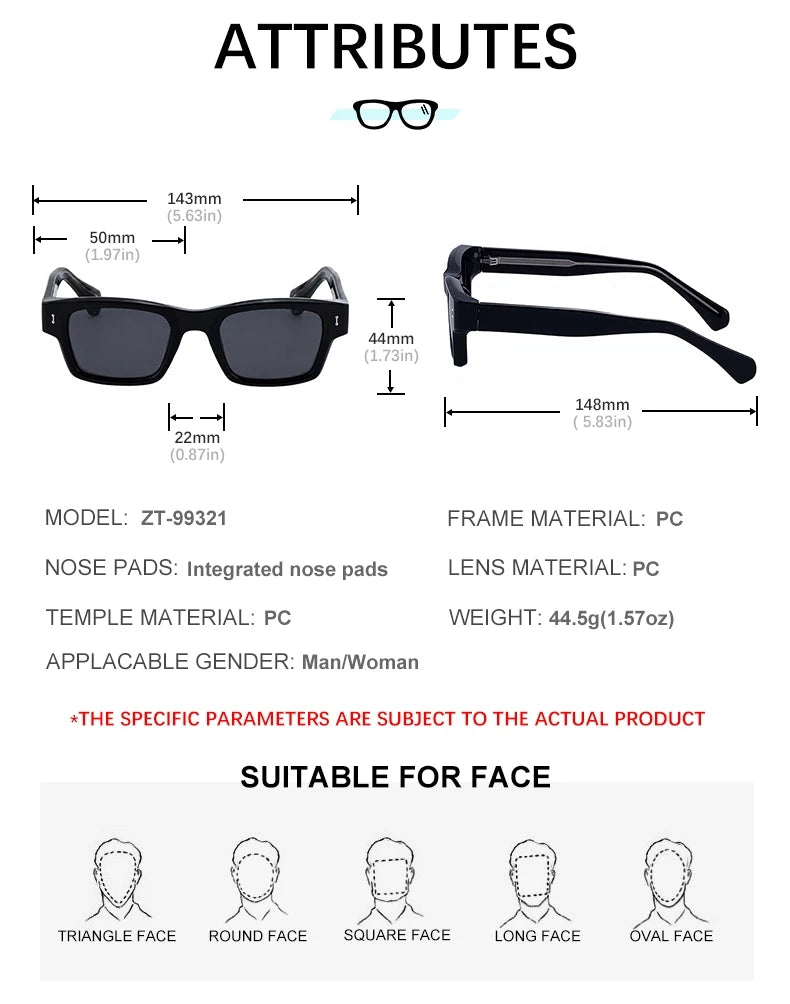 Designer Rectangle Pin-In Temples UV400 Protection Sunglasses for Women