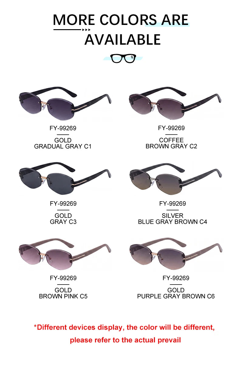 Designer Rimless Oval UV400 Protection Sunglasses for Women
