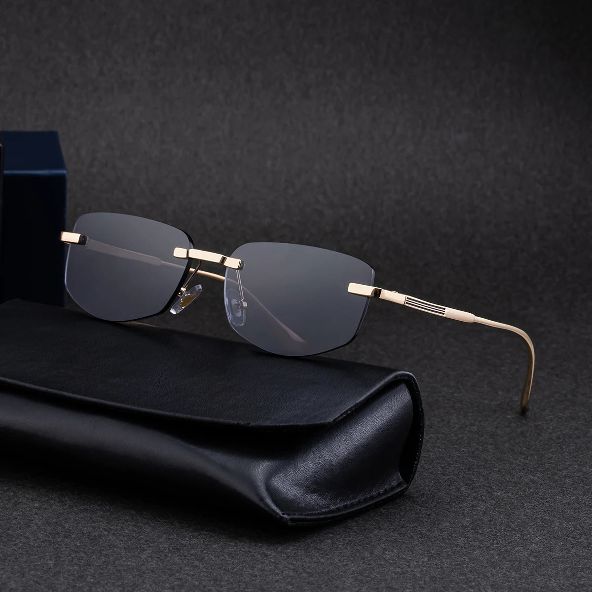 Designer Rimless Rectangle UV400 Protection Sunglasses for Men 