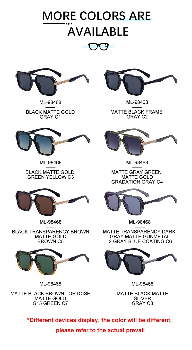 Designer Polygonal Double Bridge UV400 Protection Sunglasses for Men