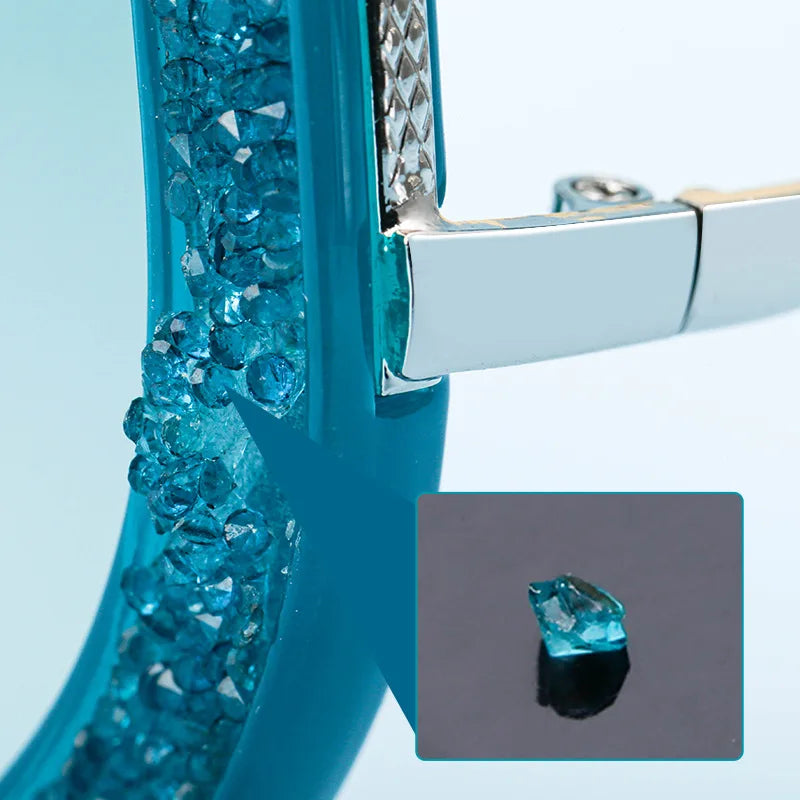 Oversized Irregular Shaped Polygon UV400 Sunglasses with Rhinestone of Women