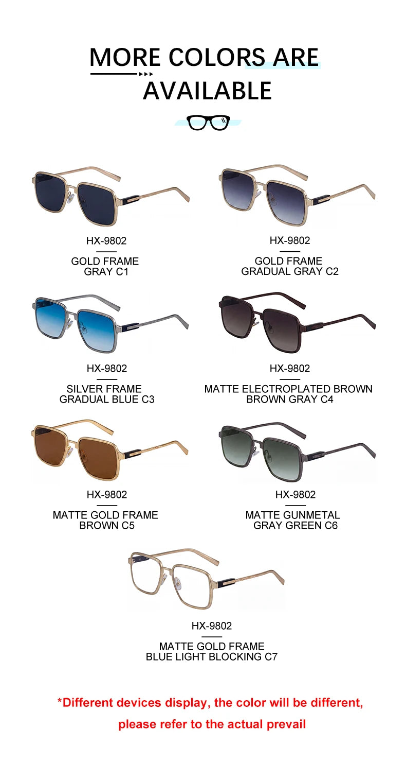Designer Square Metal Frame UV400 Sunglasses for Men 