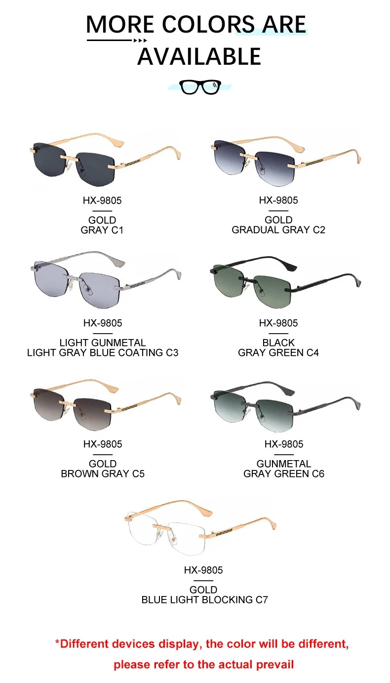 Designer Rimless Rectangle UV400 Protection Sunglasses for Men 