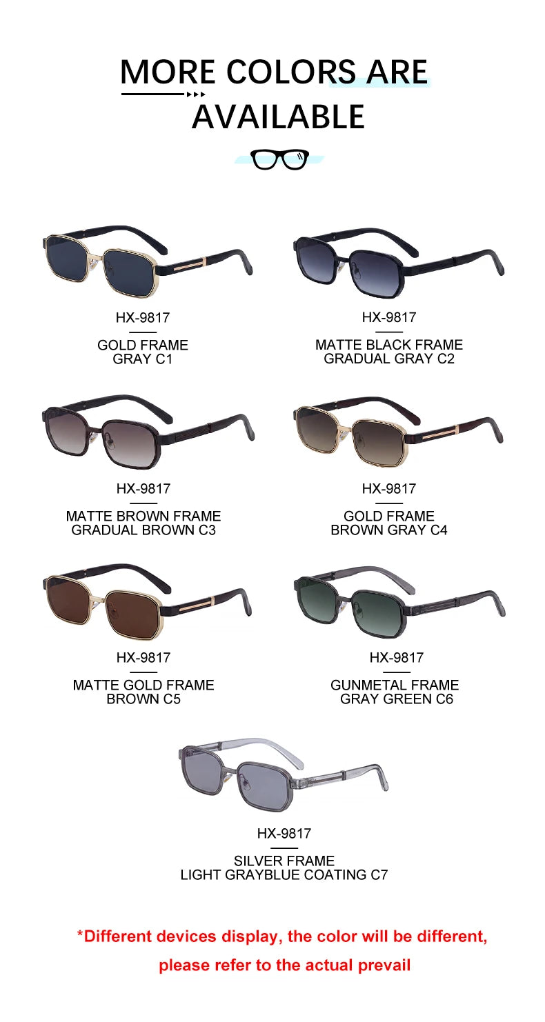 Designer Rectangle Metal Frame UV400 Sunglasses for Men 