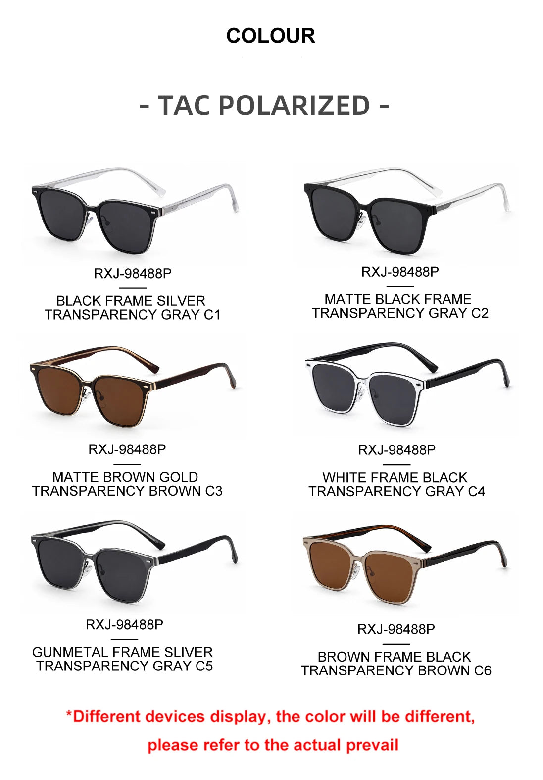  Designer Soft Square Polarized Fishing UV400 Sunglasses for Women & Men