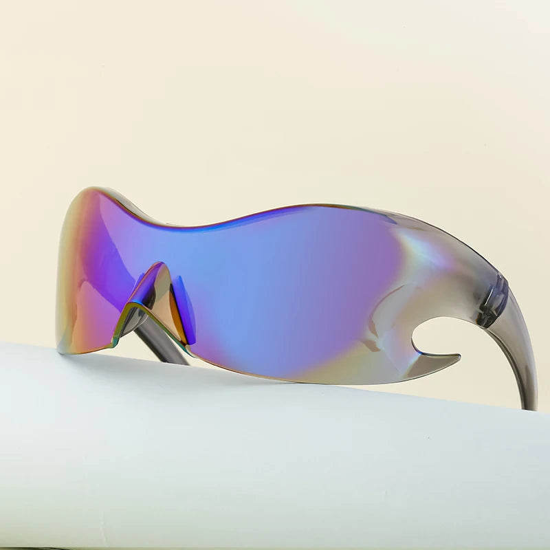 Designer One Piece Lens Y2K Rimless Irregular UV400 Sunglasses for Women & Men