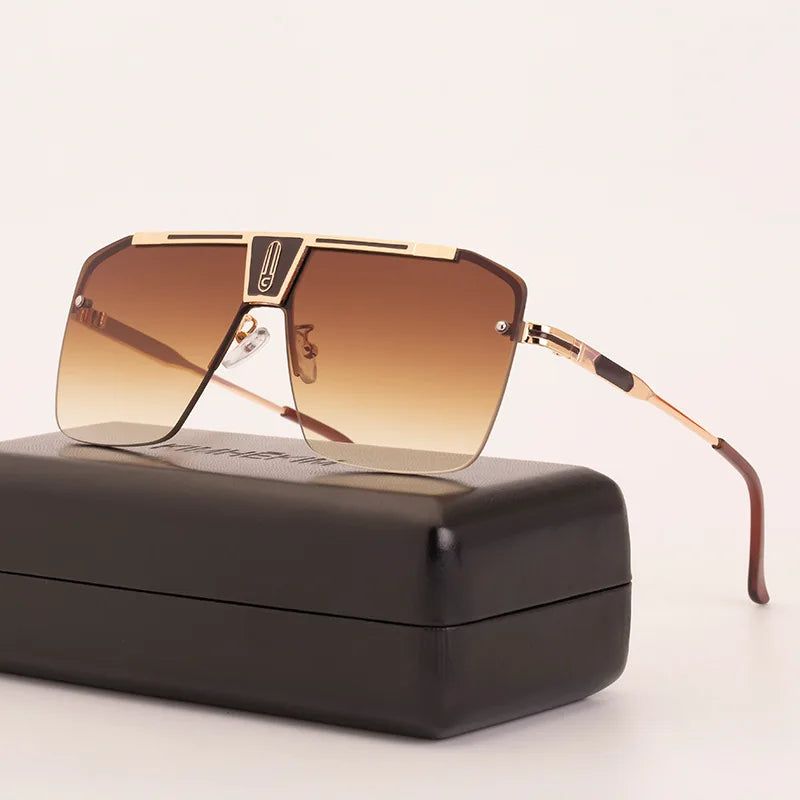  Designer Semi Rimless UV400 Protection Sunglasses for Men