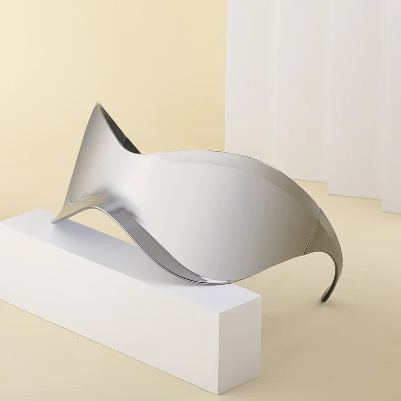 Y2K Street Style Oversized One Piece Lens Irregular Rimless Sunglasses for Women & Men
