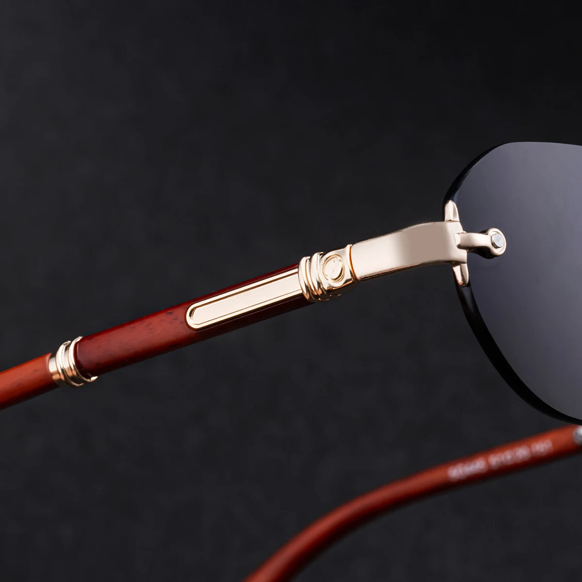 Designer Rimless Rectangle Wood Grain Colors Temples UV400 Sunglasses for Men