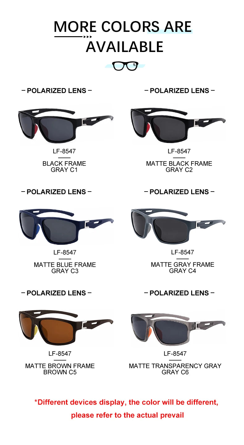 Sport Outdoor Square Polarized Fishing UV400 Sunglasses for Women & Men 