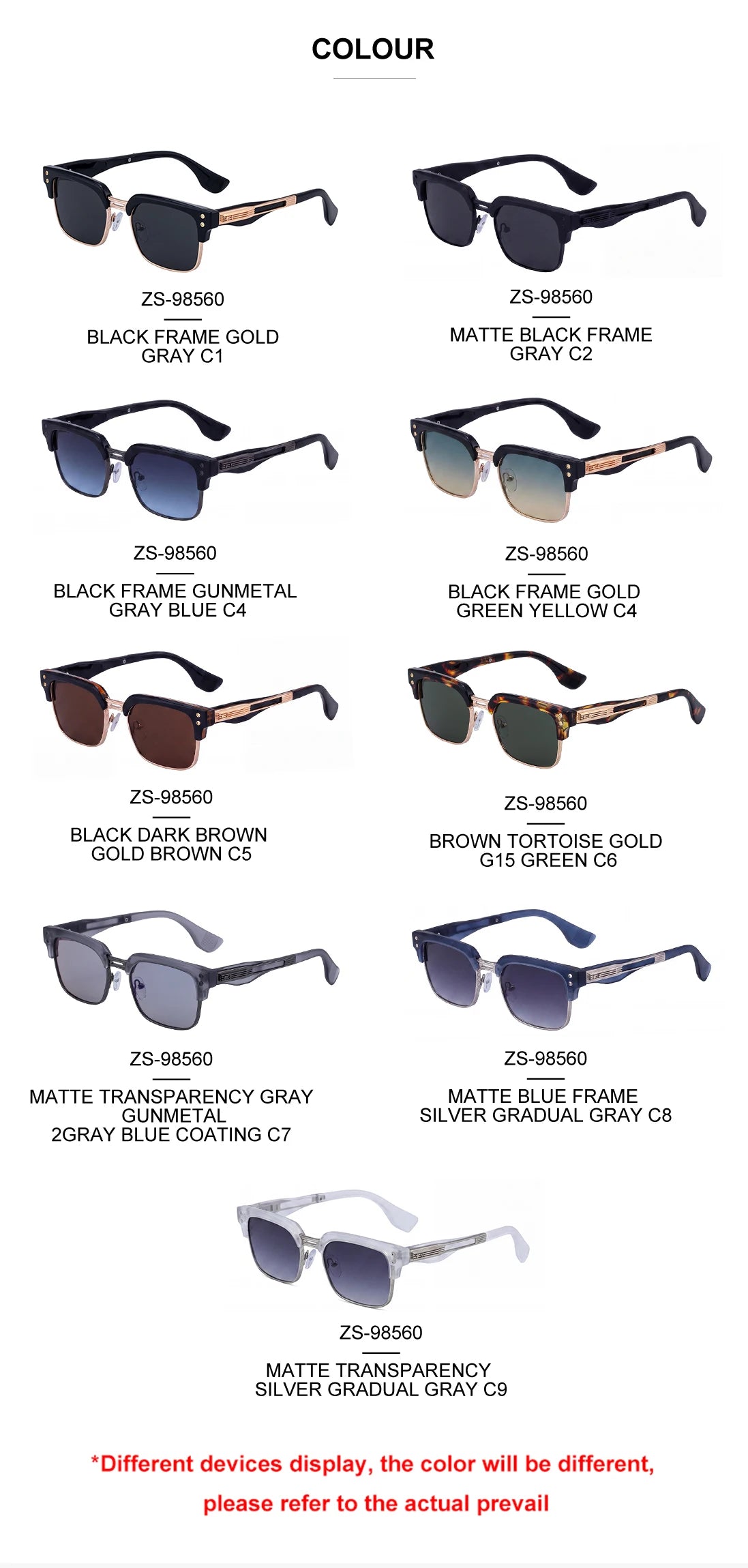 Designer Square Metal Frame UV400 Protection Sunglasses for Men