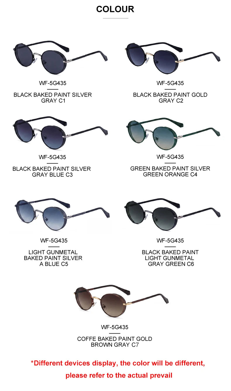 Designer Punk Style Oval Metal Frame UV400 Sunglasses for Women 