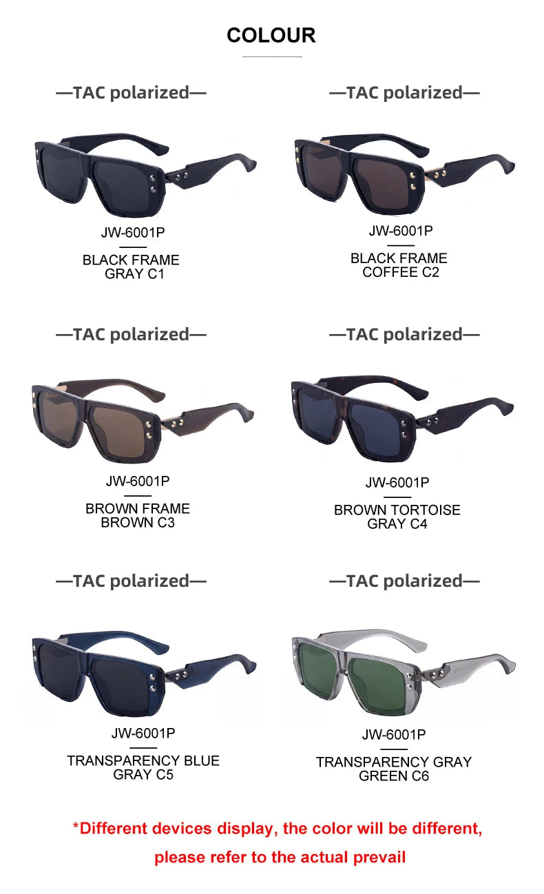  Designer Square Frame Punk Style Polarized UV400 Sunglasses for Men