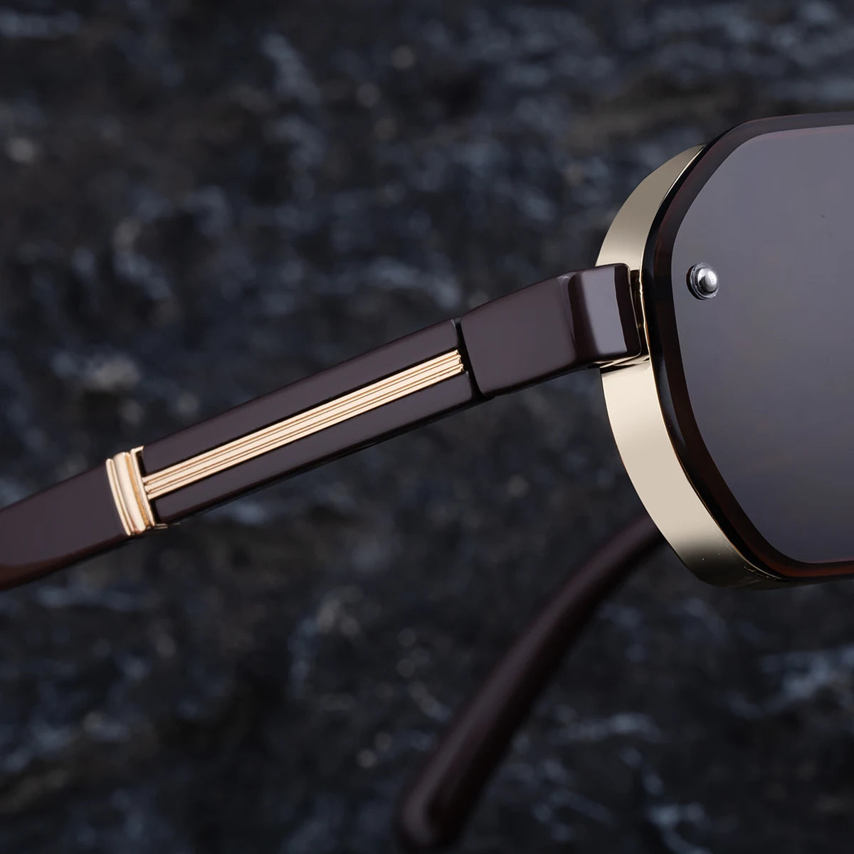 Designer Custom Logo Polygonal Metal Frame UV400 Sunglasses for Men 