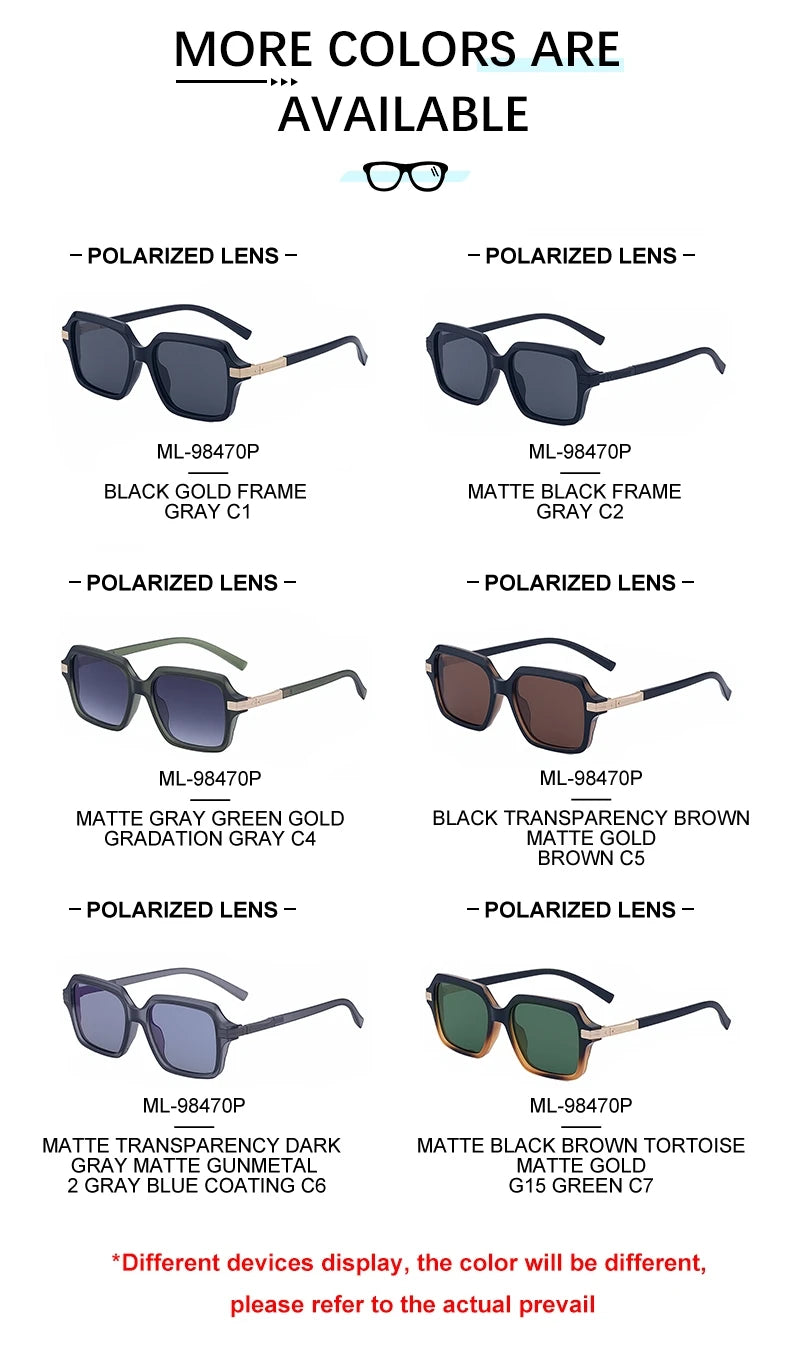  Designer Square Polarized Driving UV400 Protection Sunglasses for Men