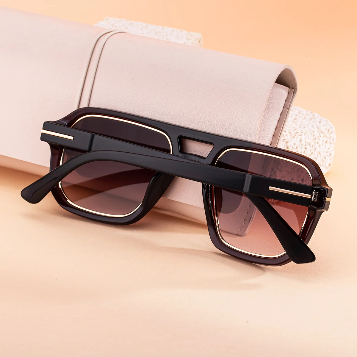 Designer Square Oversized Double Bridge UV400 Sunglasses for Women & Men