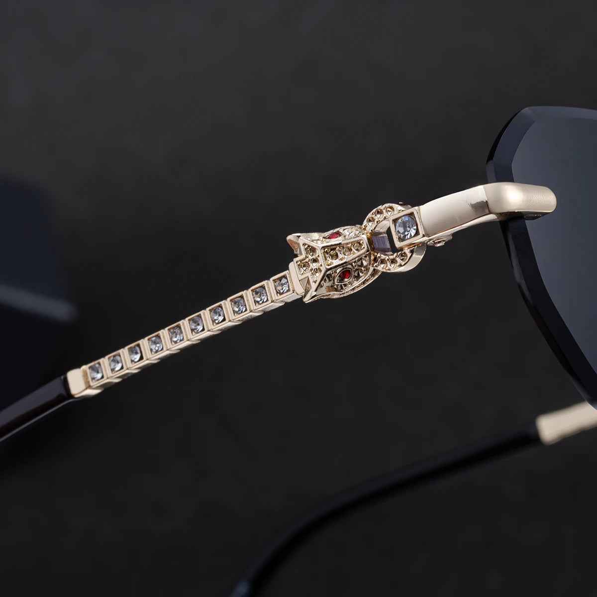  Designer Rimless Leopard Head UV400 Protection Sunglasses for Men